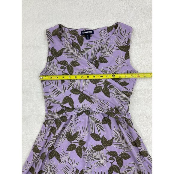 Lands' End Womens Dress Small 6-8 Sleeveless Wrap Top Purple Floral Spring Easte - Picture 6 of 7